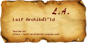 Leif Archibáld névjegykártya
